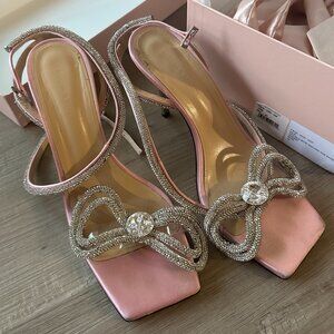 Mach & Mach Crystal Double Bow Square Toe Sandals